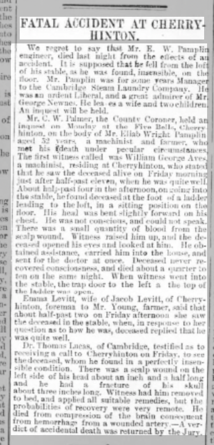 1892 newspaper Pamplin death