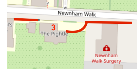 Location of Newnham Walk wall