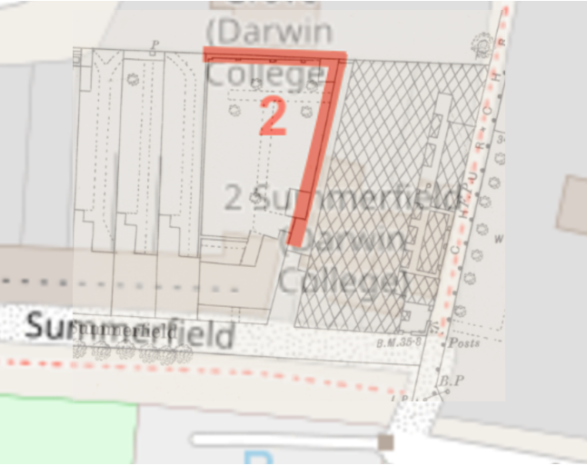 The 1886 surveyed OS map overlaid on our location map of point 2.